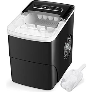 Vpcok Direct Macchina Ghiaccio 12KG/24h, 2.2L Macchina del Ghiaccio Casa Professionale, S/L Dimensioni, Pronto in 6-9 Minuti, Silenzioso, Ice Maker per Casa/Bar, Nero