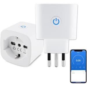 ANTELA Presa Wifi Italiana (Type L), Monitoraggio energetico Intelligente Smart Plug, Protezione Sovraccarico, Timer e Regolazione del Programma, Compatibile con Alexa & Google Home, 2 Pezzi