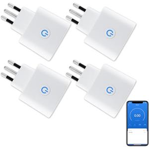 ANTELA Presa Wifi Italiana (Type L), Monitoraggio energetico Intelligente Smart Plug, Protezione Sovraccarico, Timer e Regolazione del Programma, Compatibile con Alexa & Google Home, 4 Pezzi