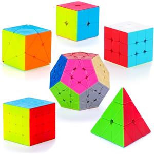 SISYS 6 Pack Speed Cube Set, Cubi Magici di Velocità 2x2x2 3x3x3 4x4x4 Pyraminx Megaminx Skewb Puzzle Cubes Senza Adesivo Puzzle Cubo Giocattolo per Bambini e Adulti