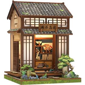 Fsolis Book Nook Japan, Kit di Manualità per Adulti, Puzzle in Legno 3D, Casa da Tè Giapponese, Decorazione per Librerie, Regali per la Famiglia (Kirishima Cha-an)