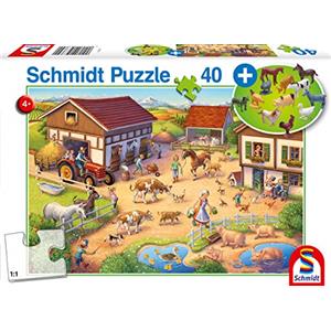 Schmidt Spiele 56379 Funny Farm, 40 Piece Children's Puzzle with Add-on (Farm Figures)