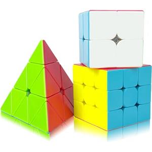 EACHHAHA 3 pezzi Speed Cube set,Cubo di Magico 3x3 2x2 Cubo di Piramide,Fluidità professionale,Elevata tolleranza ai guasti,Buono per allenamento in gara, regalo di compleanno(Non sticker)