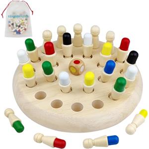 VingaHouse Scacchi di Memoria, Giochi Montessori 4 Anni, Gioco da Tavolo in Legno per Allenamento Memoria, Regalo di Compleanno per Bambini e Anziani