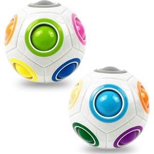 EACHHAHA Magic Rainbow Ball Pallone Arcobaleno Set di 2 Puzzle 3D Riempitivo per Calza di Natale, Giochi di Intrattenimento per Bambini e Giocattoli di Decompressione per Adulti (Bianco)