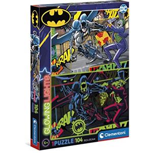 Clementoni - 27175 - Supercolor Puzzle Glowing Lights - Batman - 104 Pezzi - Puzzle Bambini 6 Anni, Puzzle Fluorescenti, Puzzle Cartoni Animati - Made In Italy