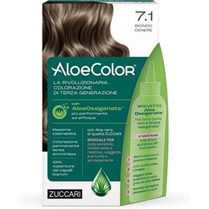 Zuccari AloeColor 7.1 Biondo Cenere - Tinta Permanente per Capelli Alta Pigmentazione con AloeOssigenata