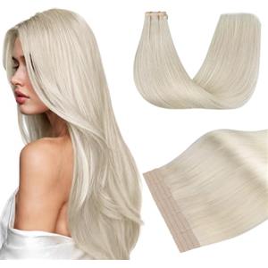 DOORES Extension Capelli Bioadesive, Biondo Patino 35cm 14 pollice 50g 20pcs, Blond Extension Bioadesive Capelli Veri Capelli Lisci Umano Extensions