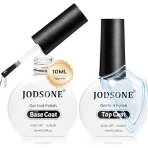 JODSONE Set di 2 flaconi da 10 ml di smalto gel base coat top coat superficie luminosa a casa fai da te salone di bellezza regalo ragazza