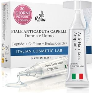 Ritalia Fiale Anticaduta capelli donna e uomo | Lozione bioattiva senza parabeni, complesso tripla azione | Rinforza, ispessisce, stimola capelli