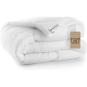 RESTILO DecoKing Piumino 135 x 200 cm, Piumone Leggero per Letto Singolo, Trapunta in Microfibra per Tutte le Stagioni, 100% Imbottitura in Fibra Cava, Oeko-Tex Standard 100, Bianco, Inez