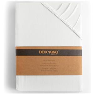 DecoKing Lenzuolo con Angoli Matrimoniale Elasticizzati 200x220-220x240 cm 100% Jersey in Cotone Pettinato Morbido 200x220cm - 220x240cm Bianco Amber