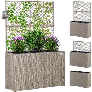 Casaria Fioriera a Traliccio 3 Vasi Polyrattan in Vimini Aiuto Arrampicata per Piante Rampicanti