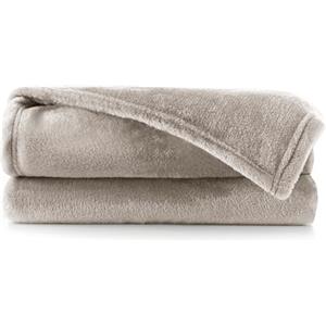 DecoKing Coperta Plaid Pile 70 x 150 cm per Letto Singolo Calda Accogliente e Spessa in Morbido Velluto Per Letto Divano Sedia Tutte le Stagioni Cappuccino Mic