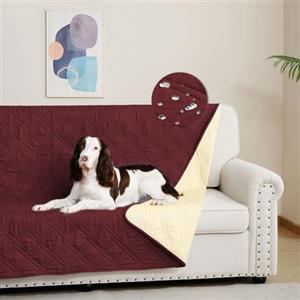 DUJUIKE Copridivano 100% impermeabile per cani, coperta per animali domestici, protezione per mobili per bambini e animali domestici, con fondo antiscivolo, per 3 posti (Rosso, 132 x 208 cm)
