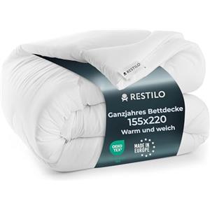RESTILO DecoKing Piumino 155 x 220 cm, Piumone Leggero per Letto Singolo, Trapunta in Microfibra per Tutte le Stagioni, 100% Imbottitura in Fibra Cava, Oeko-Tex Standard 100, Bianco, Inez