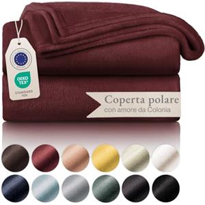Blumtal Coperta in pile, 130 x 150, colore rosso scuro, certificato Oeko-TEX®, plaid per divano, plaid coccooning, coperta in pile spessa, soffice e calda, di alta qualità
