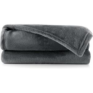 DecoKing Coperta Plaid Pile 70 x 150 cm per Letto Singolo Calda Accogliente e Spessa in Morbido Velluto Per Letto Divano Sedia Tutte le Stagioni Grigio Mic
