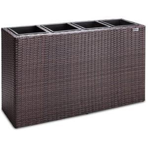 Casaria Fioriere Vaso per fiori fioriera polirattan plastica drenaggio 4 vasi interni piante fiore fiori balcone terrazza marrone