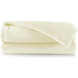 DecoKing Coperta Plaid Pile 70 x 150 cm per Letto Singolo Calda Accogliente e Spessa in Morbido Velluto Per Letto Divano Sedia Tutte le Stagioni Ecru Mic