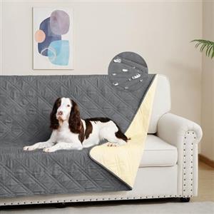 DUJUIKE Copridivano 100% impermeabile per cani, coperta per animali domestici, protezione per mobili per bambini e animali domestici, con fondo antiscivolo, per 3 posti (Grigio, 173 x 208 cm)