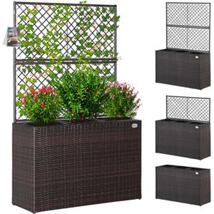 Casaria Fioriera a Traliccio 3 Vasi Polyrattan in Vimini Aiuto Arrampicata per Piante Rampicanti