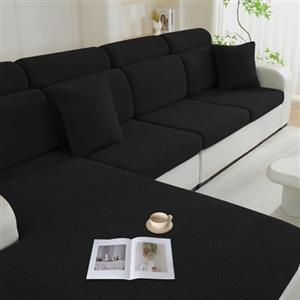 Ystyle Copriseduta Divano Elasticizzato, Copricuscini Divano Universale Lavabile, Soft Copridivano Cuscini Separati Antiscivolo (1 Posto*2, Nero)