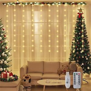 SALCAR Tenda luminosa a LED a forma di stelle, 50 stelle LED per interni con 8 modalità di telecomando, dimmerabile, USB, illuminazione natalizia per Natale, feste, matrimoni, balcone, bianco caldo