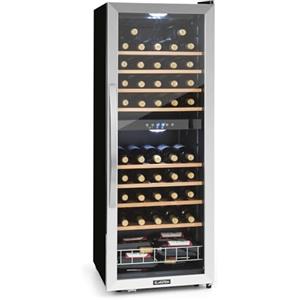 Klarstein Cantinetta Vino, Cantinetta Vino Refrigerata a Zona Doppia per Interno/Esterni, Frigo Bar Cantina Vino con Vetrina, Mini Bar con Protezione UV, Frigo Vino Touch, 5-18°C, 54 Bottiglie