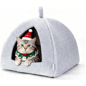 Nobleza Cuccia per Gatto e Cane 2 in 1, Casetta Pieghevole Lavabile in Lavatrice, Casa Chiusa con Cuscino Extraibile (38x38x33cm)
