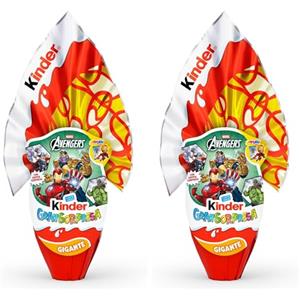KINDER'S Kinder GranSorpresa Gigante Marvel Avengers, Uovo di Pasqua Kinder 2026 di Finissimo Cioccolato al Latte con Doppia Sorpresa Marvel Avengers, 320 g (Confezione da 2)