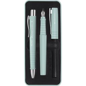 Faber-Castell 241053 Set Scrittura Poly Pen Blu Caraibico, Penna Stilografica Con Pennino Largo E Sfera, Impugnatura Ergonomica, Ideale Per Appunti, Studenti, Scrittura Fluida