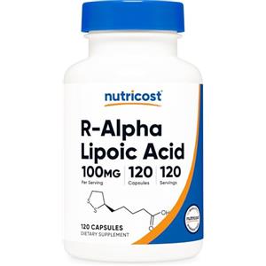 Nutricost Acido R-Alfa Lipoico 100 mg, 120 Capsule - Capsule Vegetariane, Senza OGM, Senza Glutine