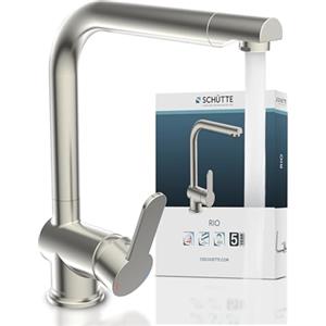 SCHÜTTE 79826 RIO Rubinetto girevole a 360° per cucina, miscelatore per lavello con bocca alta per cucina, miscelatore monocomando per lavello doppio per lavello, rubinetto in look acciaio inox