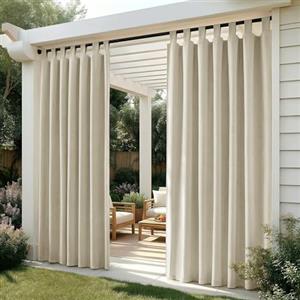 Deconovo Tende da Sole per Esterno 132x270 cm, Set da 2 Tende Idrorepellenti Oscuranti e Termiche con Passanti, per Gazebo, Pergola, Balcone, Terrazza e Veranda, Beige Chiaro