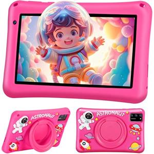 BRILLAR Tablet Bambini 7 Pollici Android 13 | Octa Core 8GB RAM 64GB ROM Espandibile 256GB, Schermo IPS Occhi Protetti, Controllo Parentale, Custodia Antiurto rose vif, Tablet Educativo