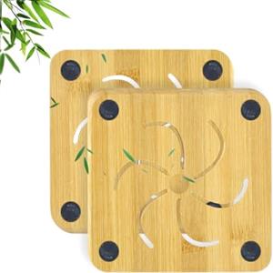 MA NASIR Confezione da 2 sottopentola in bambù naturale, antiscivolo, quadrati, per proteggere il piano di lavoro, per padelle calde, piatti e teiere, resistenti al calore