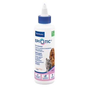 Virbac Epiotic Detergente Auricolare 125 ml - Delicato e Non Irritante per Cani e Gatti, Previene l'Otite