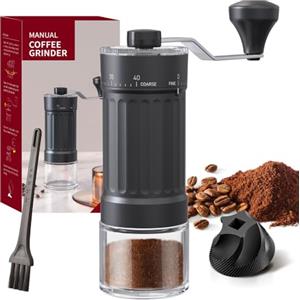 SUNXBUK Macinacaffè Manuale Regolabile, Macinino Caffè a Mano con Impugnatura Pieghevole e Acciaio Inox, Macinacaffè Manuale con Meccanismo Conico in Ceramica Precisione per Espresso et French Press