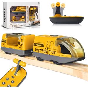 Beginreally Giocattoli Treni Elettrici con Binari in Legno, Treno Telecomandato e Motorizzato con 4 Effetti Sonori e di Luce per Bambini 3 4 5+ Anni Ragazzi e Ragazze, Compatibile con Thomas, Brio, Chuggington