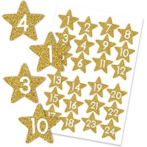 Papierdrachen 24 adesivi numero del calendario dell'avvento - stelle d'oro No 53 - adesivi - per armeggiare e decorare.