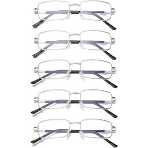 Hubeye Occhiali da lettura da Uomo e Donna Metallo Quadrato Stile Acciaio Inossidabile con Cerniere a Molla Materiale Metallico Occhiali Anti Luce Blu