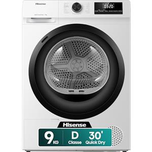 Hisense DHQE900UWDC Asciugatrice A Pompa Di Calore, 9 Kg, D, Bianco, Big Display, 15 programmi, Refresh