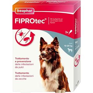 Beaphar FIPROtec Antiparassitario per Cane Taglia Media (10-20 Kg), Protegge da Pulci e Zecche - In Confeziona da 3 Pipette
