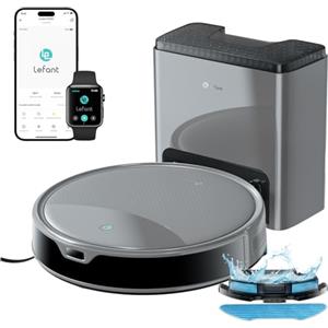 Lefant M350 Robot Aspirapolvere Lavapavimenti con Mappatura Laser ToF, Corpo Ultra Sottile 7.9cm, 6000Pa, Svuotamento Automatico 75 Giorni, Ideale per Appartamenti, Grigio