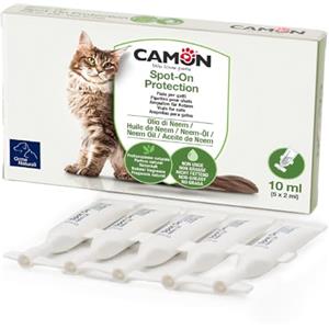CAMON | Spot-On Protection Gatto, 5 Fiale da 2ml con Olio di Neem e Aminoacidi, Protezione Naturale