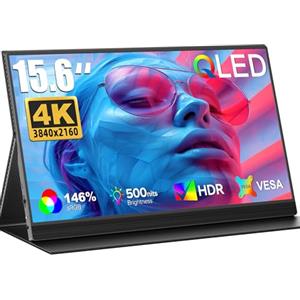 UPERFECT Monitor Portatile QLED 4K 15,6 Pollici Schermo Display 146% sRGB 1500:1 500Nits con MINI HDMI Type-C USB OTG Porta & Copertura Magnetica, Compatibile con Laptop, Telefona, PC, Switch