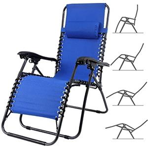 BAKAJI Sedia gravità Zero Sdraio da Giardino Poltrona Relax Pieghevole Salvaspazio Tubolari Acciaio 22mm Reclinabile Tessuto in Oxford, Mare Spiaggia Piscina Arredo Esterno (BLU)
