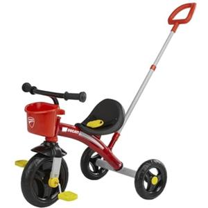 Chicco Triciclo Bambini U-Go Ducati, con Due modalità di Utilizzo, Triciclo Bimba e Bimbo con Manico Telescopico ad Altezza Regolabile, Cintuse di Sicurezza e Cestello Anteriore,Giochi per Bambini