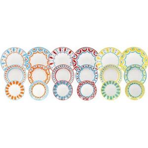 Tognana Servizio Piatti 18 Pezzi in Porcellana Multicolor per 6 Persone, Lavabile in Lavastoviglie e Adatto al Microonde